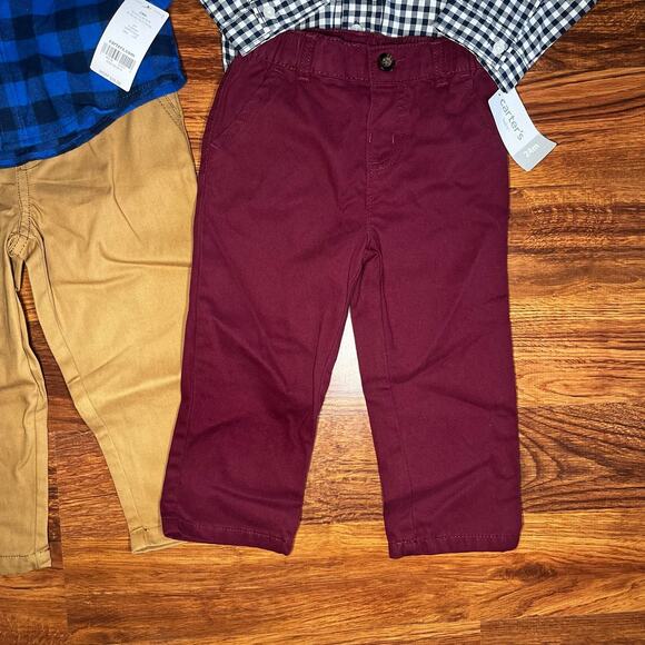 NEW Carters Outfits, Plaid Flannel and Plaid Button Down with Bow Tie 24 Months - Picture 6 of 6